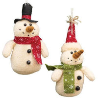 Plush Snowman Ornament 2 Asstd - The Fox Decor