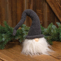 Large Plush Santa Gnome w Gray Hat - The Fox Decor