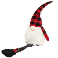 Dangle Leg Plush Red & Black Plaid Santa Gnome - The Fox Decor