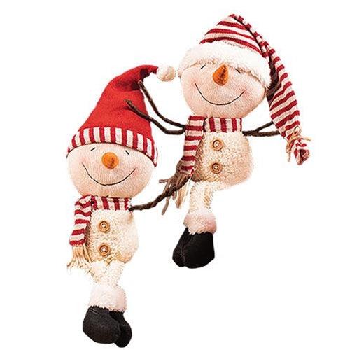 Dangle Leg Plush Big Head Snowman 2 Asstd - The Fox Decor