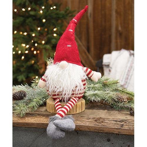 Dangle Leg Plush Red White Striped Santa Gnome - The Fox Decor