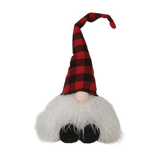 Sitting Plush Red Black Plaid Santa Gnome - The Fox Decor