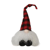 Thumbnail for Sitting Plush Red Black Plaid Santa Gnome