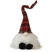 Sitting Plush Red Gray Plaid Santa Gnome - The Fox Decor
