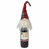 Plush Red Plaid Santa Gnome Bottle Topper - The Fox Decor