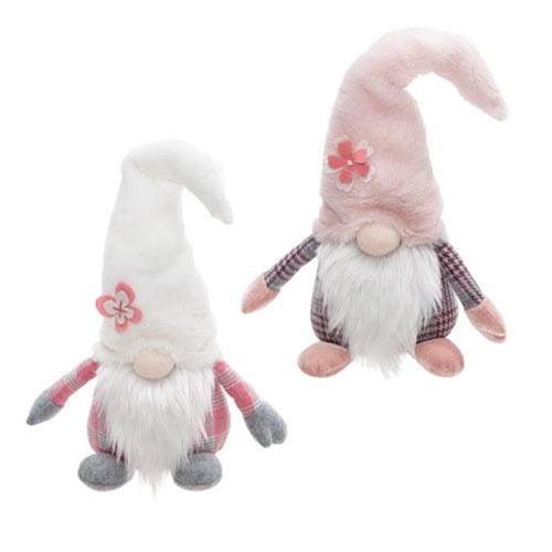 Fuzzy Pink Spring Plaid Gnomes 2 Asstd - The Fox Decor