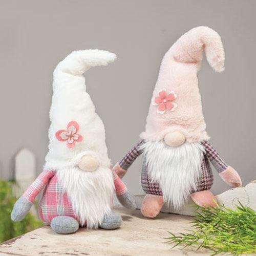 Fuzzy Pink Spring Plaid Gnomes 2 Asstd - The Fox Decor