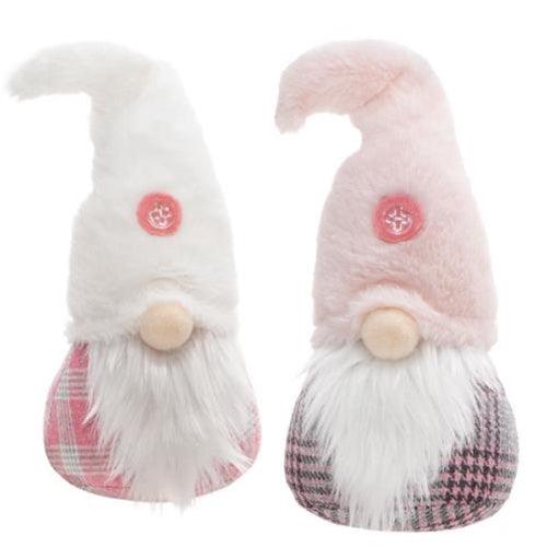 Fuzzy Pink Spring Plaid Gnome Sitter 2 Asstd - The Fox Decor