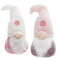 Fuzzy Pink Spring Plaid Gnome Sitter 2 Asstd - The Fox Decor