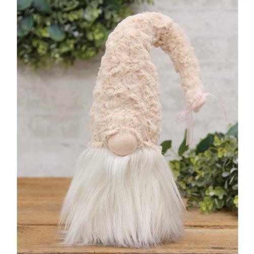 Fuzzy Cream Hat Gnome - The Fox Decor