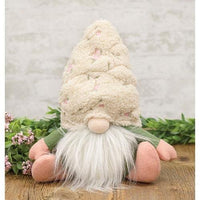 Spring Embroidered Floral Hat Sitting Gnome - The Fox Decor