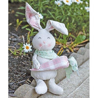 Sitting Fabric Bunny with Plaid Carrot - The Fox Decor