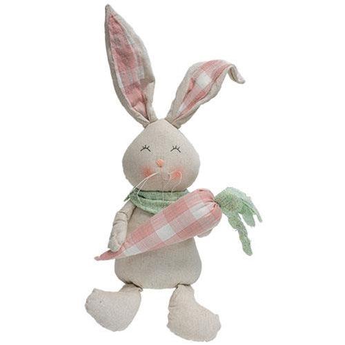 Sitting Fabric Bunny with Plaid Carrot - The Fox Decor