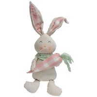 Sitting Fabric Bunny with Plaid Carrot - The Fox Decor