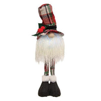 Standing Plaid Santa Gnome w LED Light - The Fox Decor