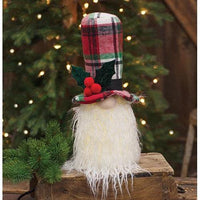 Thumbnail for Sitting Plaid Santa Gnome w LED Light - The Fox Decor