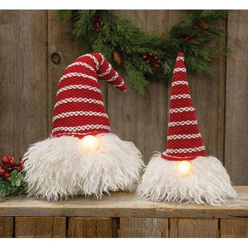Sm Santa Gnome w LED Light Nose - The Fox Decor