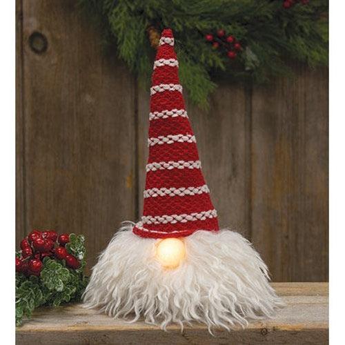 Sm Santa Gnome w LED Light Nose - The Fox Decor