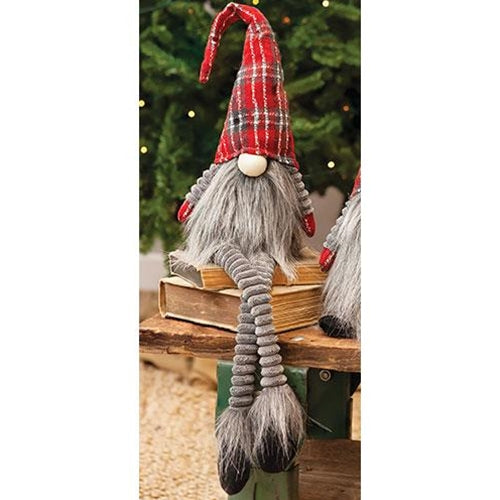 Dangle Leg Plaid Santa Gnome