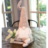 Dangle Leg Plush Beige Gnome w Ribbed Hat - The Fox Decor