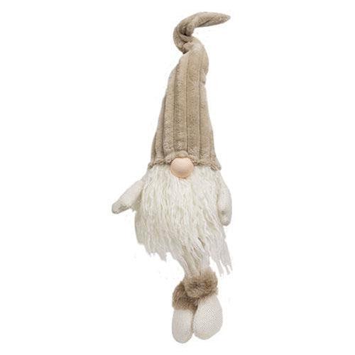 Dangle Leg Plush Beige Gnome w Ribbed Hat - The Fox Decor