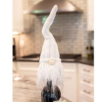 Bottle Topper Plush Cream Gnome w Ribbed Hat - The Fox Decor