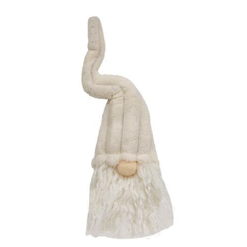 Bottle Topper Plush Cream Gnome w Ribbed Hat