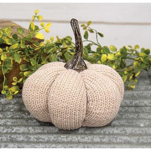 Tan Knit Pumpkin Medium - The Fox Decor
