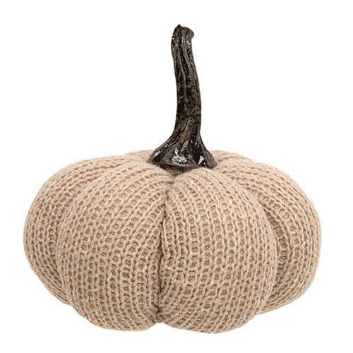 Tan Knit Pumpkin Medium - The Fox Decor