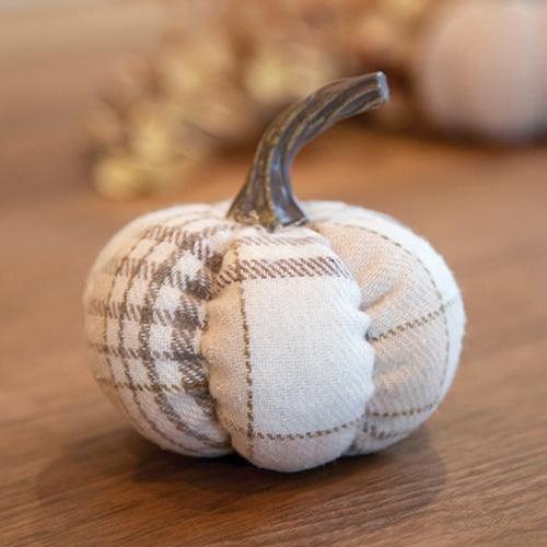 Cream Plaid Pumpkin Small - The Fox Decor