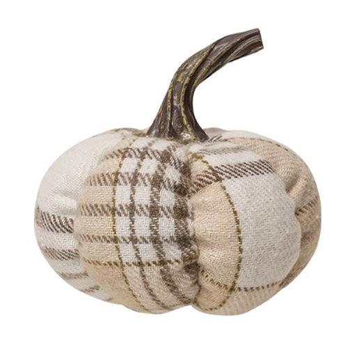 Cream Plaid Pumpkin Small - The Fox Decor