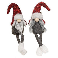 Mr or Mrs Red Sequin Dangle Leg Gnome 2 Asstd - The Fox Decor