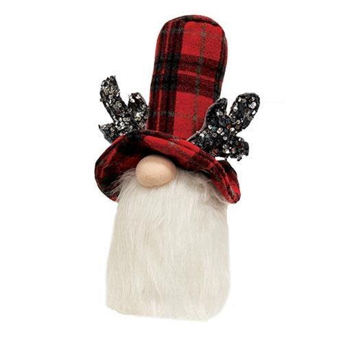 Top Hat Winter Plaid Sequin Reindeer Gnome - The Fox Decor