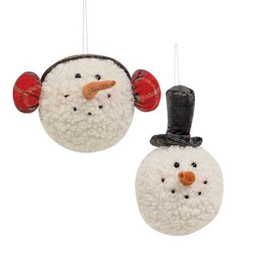 Winter Snowman Head Ornament 2 Asstd - The Fox Decor