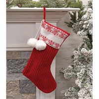 Thumbnail for Red Snowflake Knit Stocking