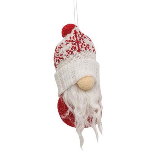 Red & White Snowflake Beanie Gnome Ornament - The Fox Decor