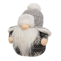 Gray & White Trapper Hat Gnome Sitter - The Fox Decor