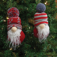 Thumbnail for Nordic Snowflake & Stripe Beanie Hat Gnome Ornament 2 Asstd