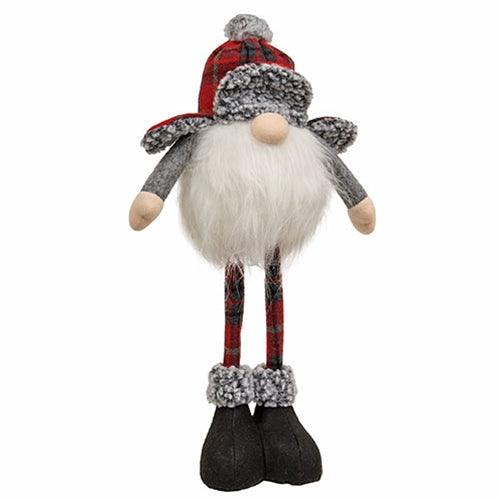 Winter Plaid Trapper Hat Standing Gnome with LED Lights - The Fox Decor