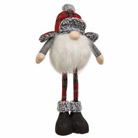 Winter Plaid Trapper Hat Standing Gnome with LED Lights - The Fox Decor