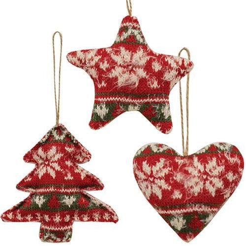 Red & Green Nordic Sweater Ornament 3 Asstd - The Fox Decor
