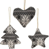 Gray & Black Nordic Sweater Ornament 3 Asstd - The Fox Decor