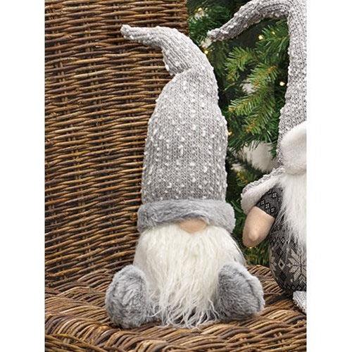 Gray Fuzzy Sitting Gnome - The Fox Decor
