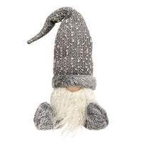 Gray Fuzzy Sitting Gnome - The Fox Decor