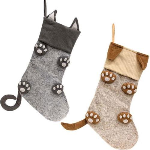Pet Paw Print Christmas Stocking 2 Asstd - The Fox Decor