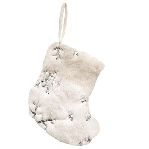 Fuzzy White Snowflake Mini Christmas Stocking