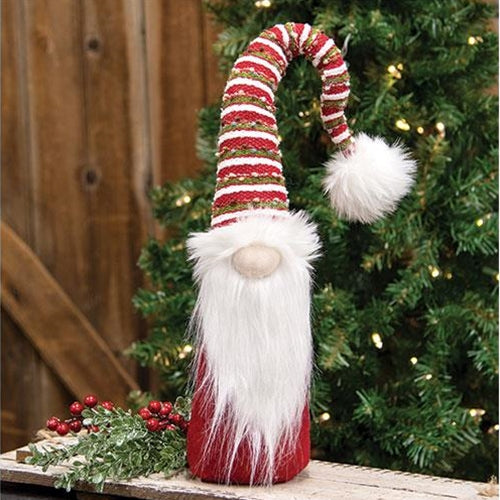 Christmas Multi-Striped Gnome w Long Hat