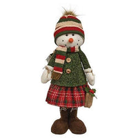 Nordic Christmas Plaid Snow Girl w Extendable Legs - The Fox Decor