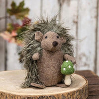 Plush Hedgehog w Felted Mushroom - The Fox Decor
