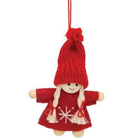 Thumbnail for Mini Snowflake Stitched Wooden Doll Ornament 2 Asstd - The Fox Decor
